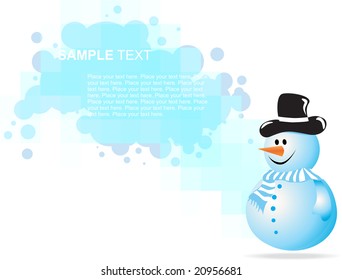 christmas background with snowman, vector illustration