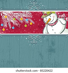 christmas background with snowman,  vector illustration