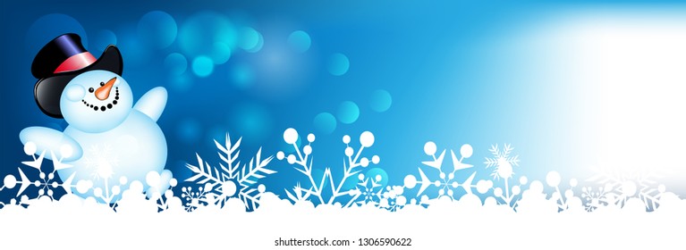 Christmas background with snowman for your design. Great for Christmas cards, invitations, posters, design of New Year holidays. Vector illustration for your graphic design