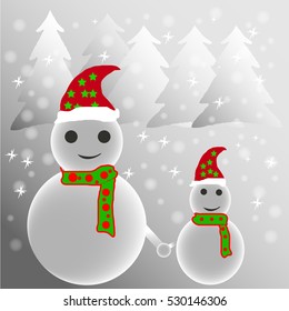 Christmas background with snowmans