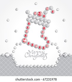 Fondo de Navidad con silueta de calcetín compuesto de cristales