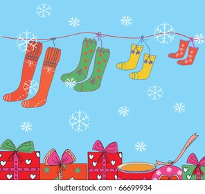 Christmas background with socks