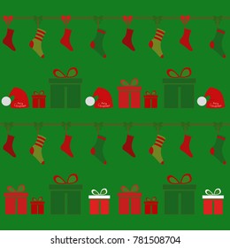 Christmas background, socks and Souvenirs in boxes,vector illustration