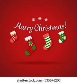 Fondo de Navidad con ilustración vectorial de calcetines de Navidad