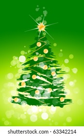 Christmas background with sparkles and Christmas tree for your design