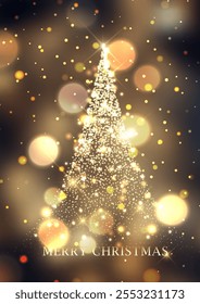 Christmas background with a sparkling gold Christmas tree design