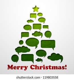 Christmas background with  speech bubbles tree
