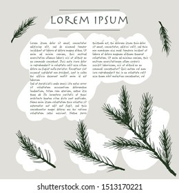 Christmas background with spruce tree Hand drawn social media template with text for greeting card