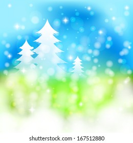 Christmas background with spruces