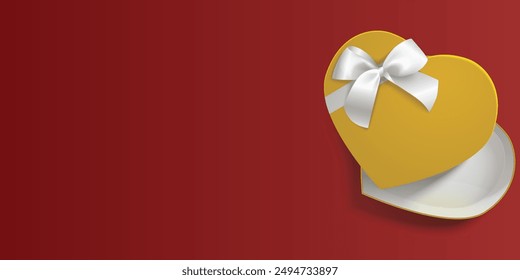 Christmas background with square paper banner, realistic red gift boxes with red and golden bows, pine branches, gold stars and glitter confetti, balls bauble. Xmas background, greeting cards. Vector.