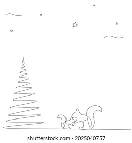 Christmas background with squirrels on white background vector illustration