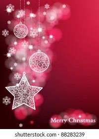 Christmas background with star and baubles