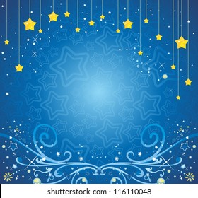 Christmas background with stars and ice patterns EPS10