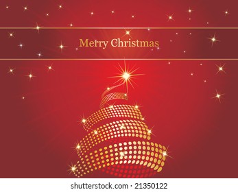 christmas background of stars and jeweled christmas tree tudded with jewels, illustration, wallpaper