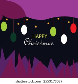 Christmas background with stars on pink and blue, featuring colorful baubles, festive banners, and merry hand-drawn elements. Perfect for holiday cards, invitations, celebrations, or December events.