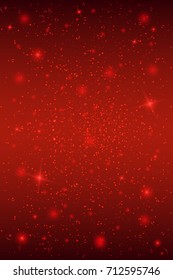 Christmas background with stars in red colors. Vector illustration