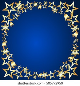 Christmas background with stars and snowflakes, bells for the vector