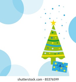 Christmas background with stars and christmas tree