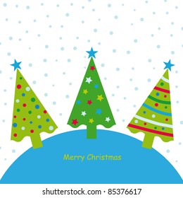 Christmas background with stars and christmas tree