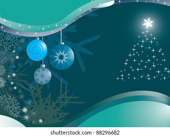 Christmas background with stars and tree