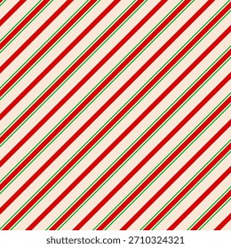 Christmas background. Striped candy cane Christmas seamless pattern. Holiday present wrapping paper, wallpaper.