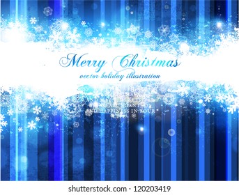 Christmas background, stripes and snowflakes for Xmas winter design