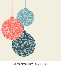 Christmas background with stylized Christmas balls Hanging. Vintage color. design holiday greeting cards and invitations of Merry Christmas and Happy New Year and seasonal holidays