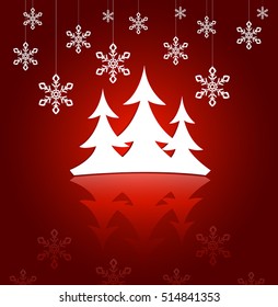 Christmas background. Stylized Christmas tree with snowflakes