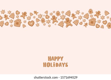 Christmas background with Christmas sweets. Happy Holidays. Vector Christmas background.