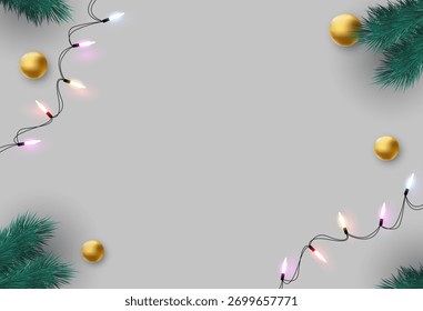 Modelo Plano de fundo de Natal. Design de estação de férias com iluminação brilhante