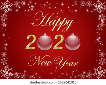 Christmas background with text congratulation with Christmas balls and snowflakes