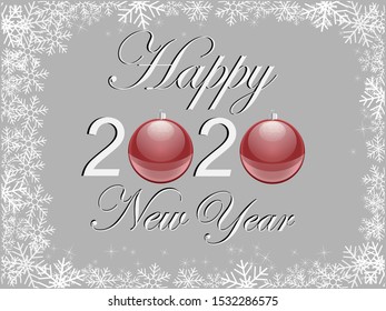 Christmas background with text congratulation with Christmas balls and snowflakes