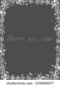 Christmas background with text congratulation with Christmas balls and snowflakes