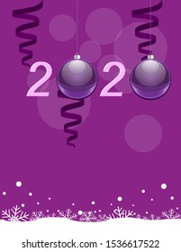 Christmas background with text congratulation with Christmas balls and snowflakes