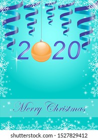 Christmas background with text greeting and snowflakes