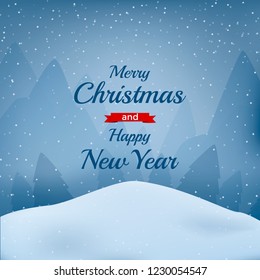 Christmas background with text. Snow flakes. Winter. Vector cartooon illustration.