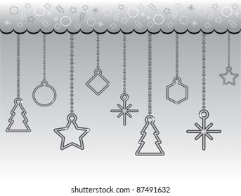 Christmas background with Christmas toys. Vector illustration