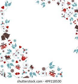 Christmas background with traditional decorative icons