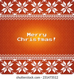 Christmas Background with traditional norwegian pattern. Vector design for Greeting Card, Background, Poster