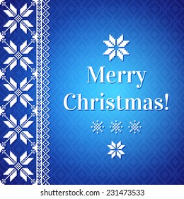 Christmas Background with traditional norwegian pattern. Vector design for Greeting Card, Background, Poster