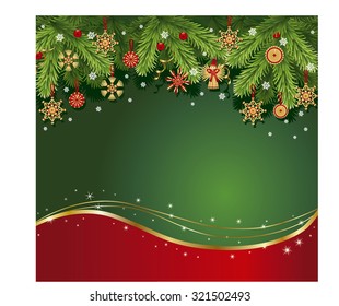 christmas background with traditional straw decorations