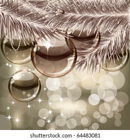 Christmas background with transparent balls