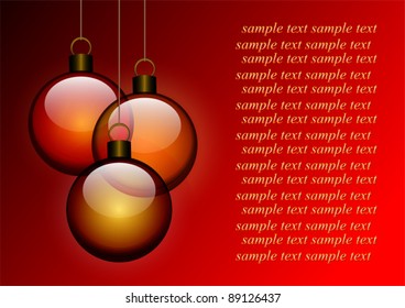 Christmas background with transparent glass balls. Space for your text. EPS10 vector format