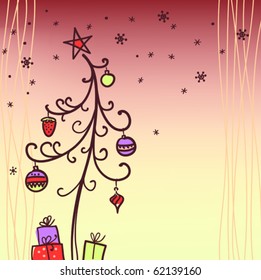 Christmas background with tree