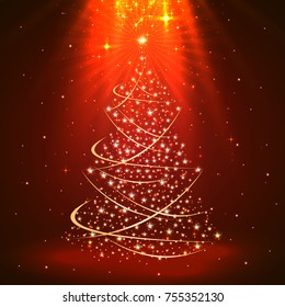 Christmas background with tree art. Vector illustration