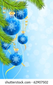 Christmas background with Christmas tree and Christmas Balls