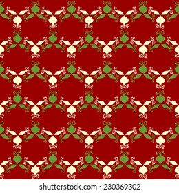Christmas background- with christmas tree balls, seamless tiling, great choice for wrapping paper pattern. 