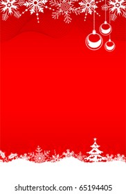 Christmas background with tree, bell and decoration element, vector illustration