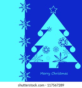 Christmas background with Christmas tree blue