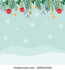christmas background with christmas tree and blue background